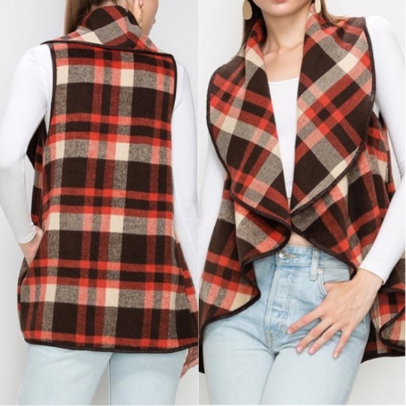 Brown Plaid Vest - Picture 3 of 3